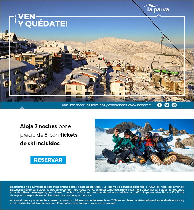 Centro de Ski La Parva - Vive una experiencia inolvidable en La Parva. Aprovecha nuestra promoción 5x7 sólo por Agosto