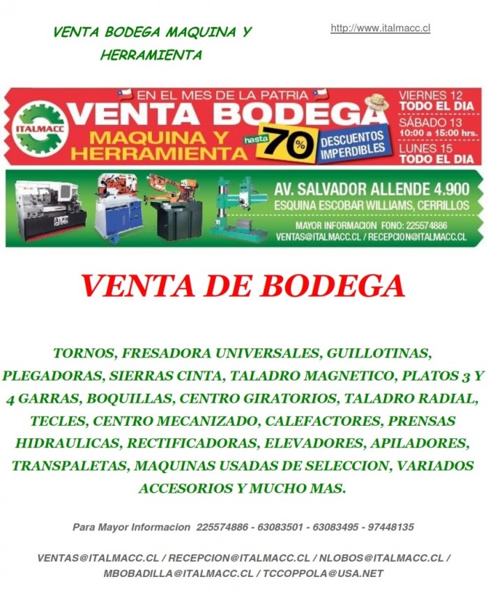 Italmacc Chile SPA - Gran Venta Bodega