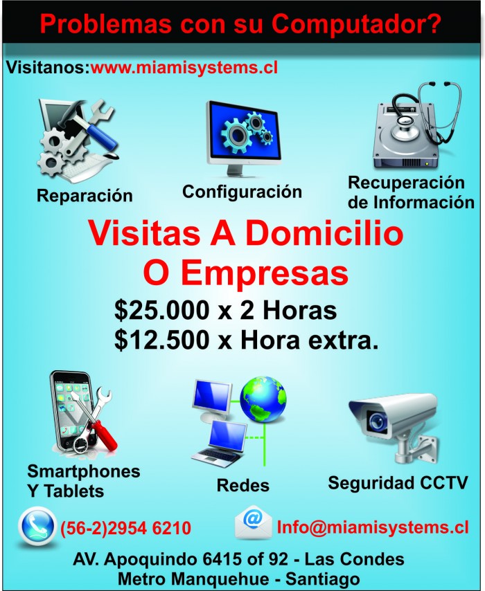 MiamiSystems - Configuracion a domicilio de computadores Redes tablets CCTV y smartphones