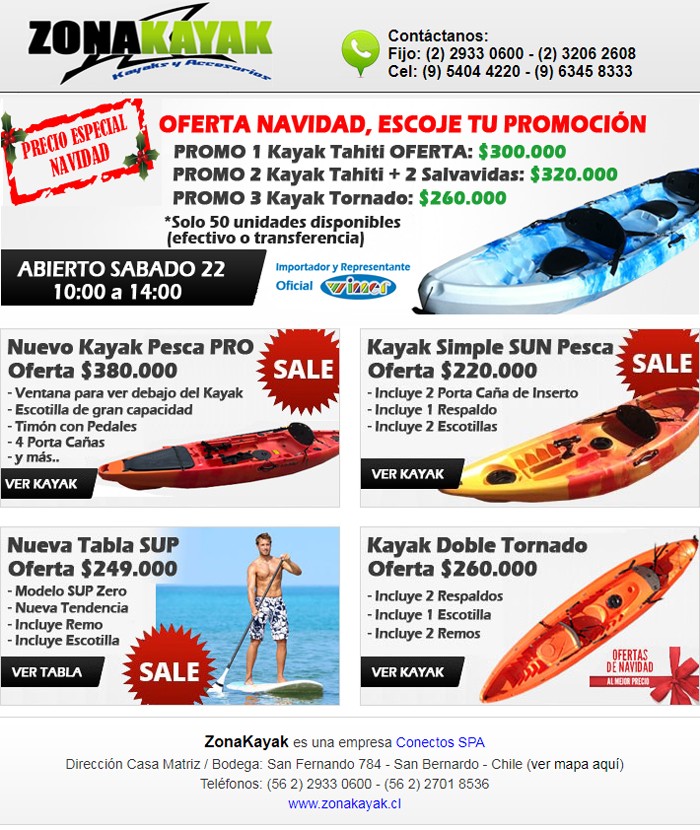 Kayaks ZonaKayak - Los Mejores Precios esta Navidad, Aprovecha Ahora