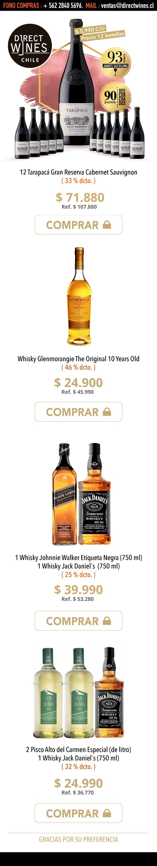 ventas@directwines.cl - Porque es Marzo, tenemos más descuentos para ti 🥃😍 