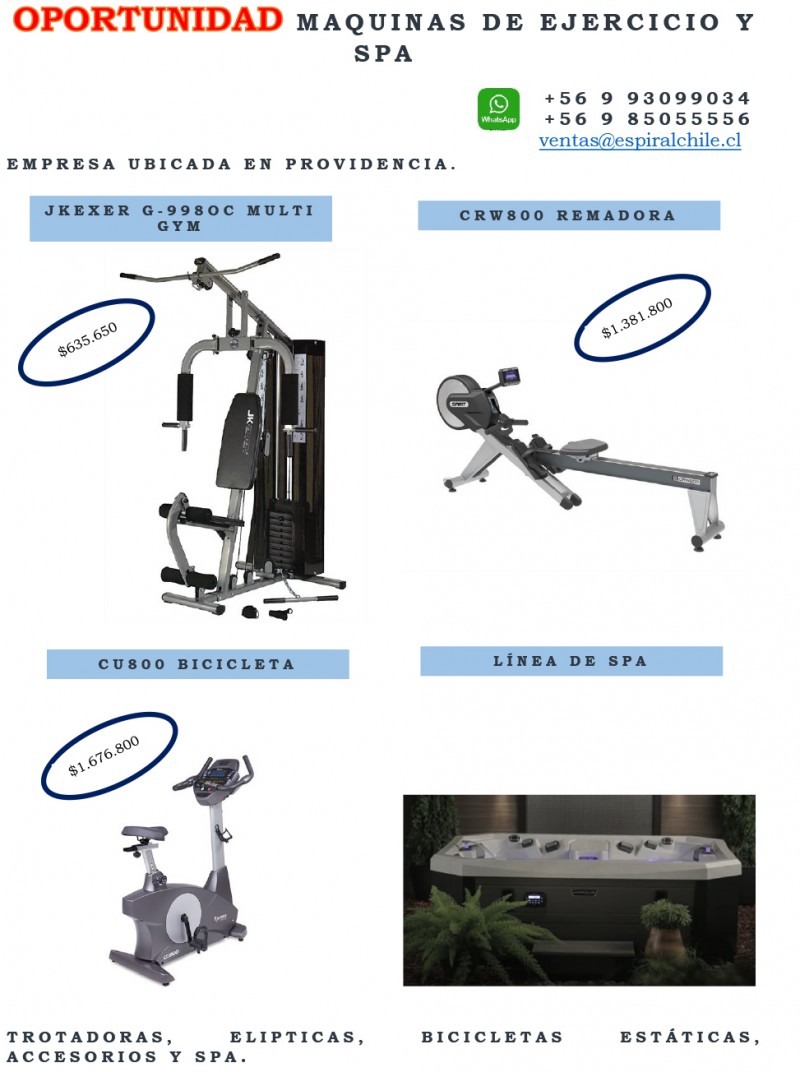Espiral Chile - Oportunidad Máquinas de Ejercicio ySpa