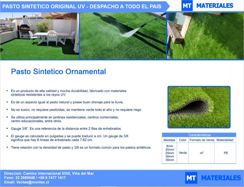 MT Materiales - Pasto sintético