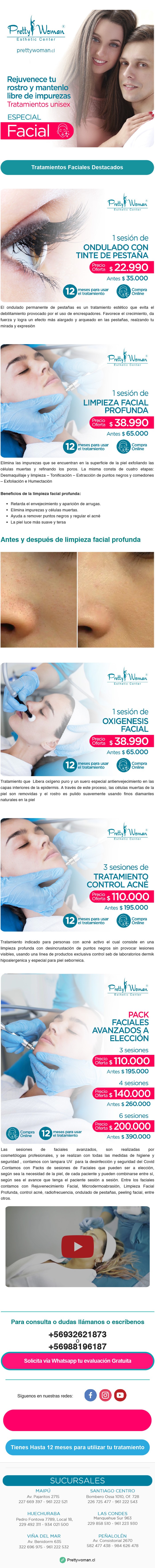 Estética Pretty Woman - Faciales desde $22.990. Ofertas especiales para proteger y rejuvenecer tu rostro