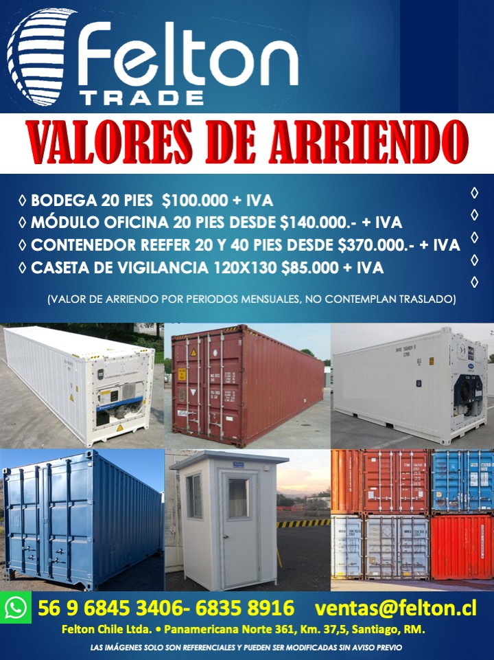 Felton Chile Ltda - Arriendo Contenedores, Oficinas, Vigilancia,  BaÃ±os, Generadores Genset.