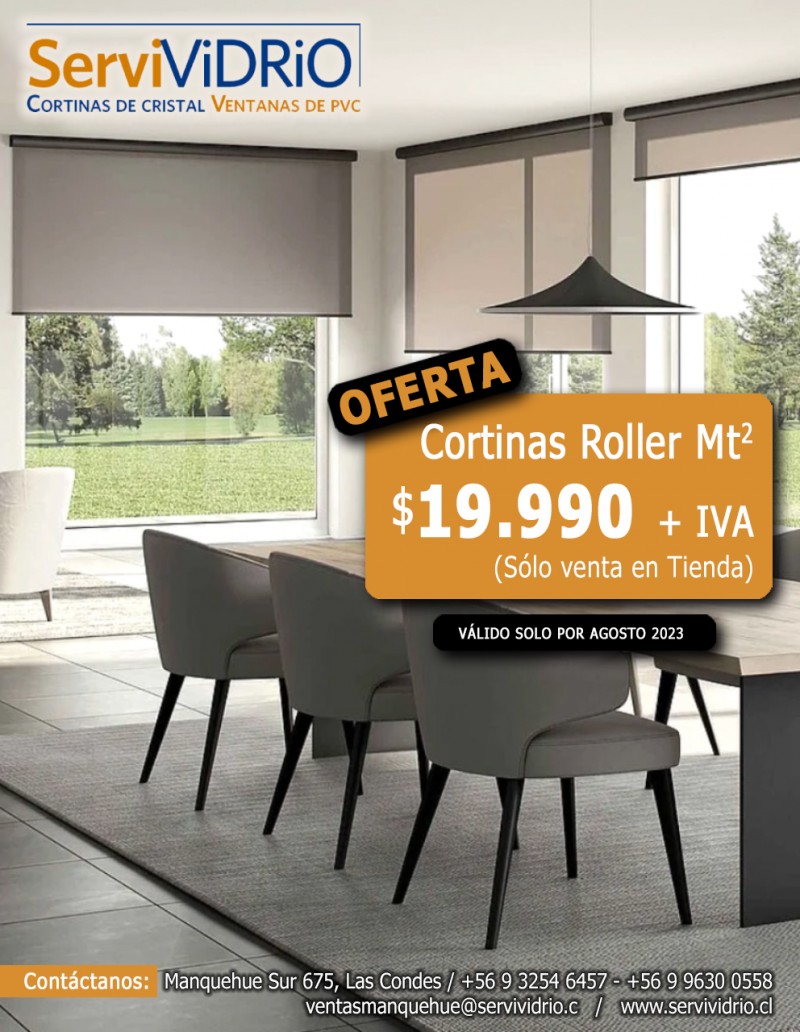 Solo por Agosto - Cortinas roller desde 19.990 por M2 mas IVA