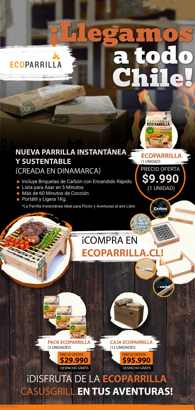 Ecoparrilla Casusgrill Chile - Nueva Parrilla InstantÃ¡nea Sustentable