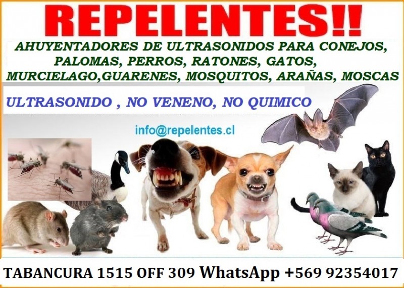 Repelentes Ahuyentadores Plagas - Ratones, Palomas, Perros, AraÃ±as