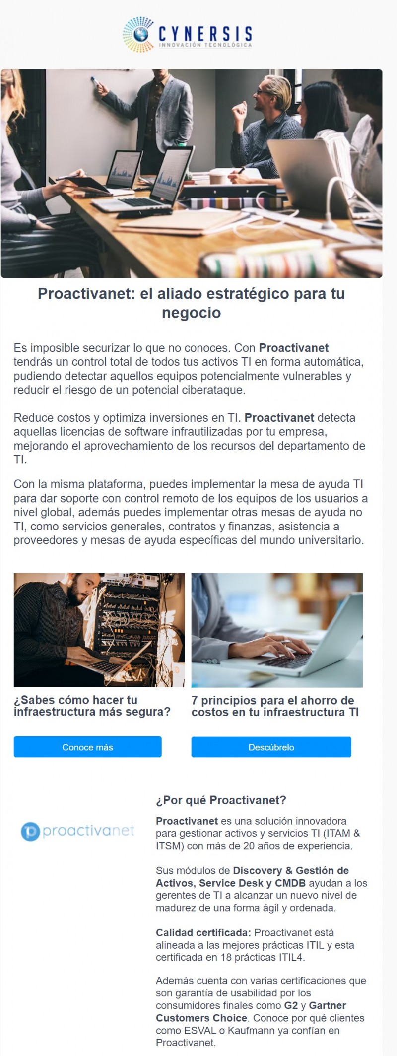 Cynersis Chile - Reduce el riesgo de ciberataques en tu empresa y ahorra costos con Proactivanet