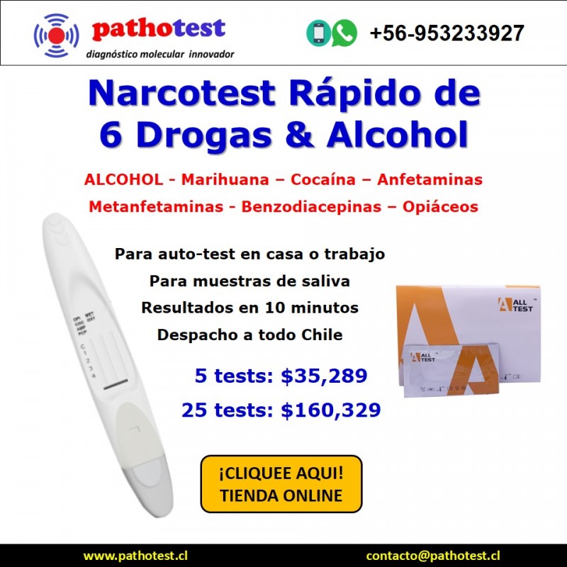 Pathotest - Oferta de Narcotest de 6 drogas y alcohol, para auto-testara auto-test