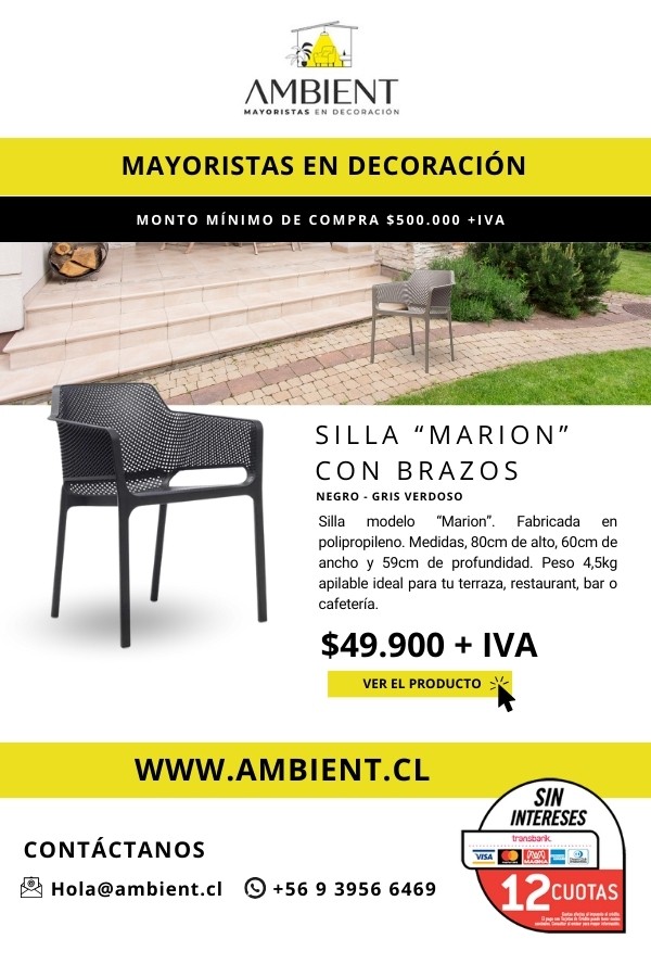 Mayoristas en decoraciÃ³n - Silla Marin con Brazos