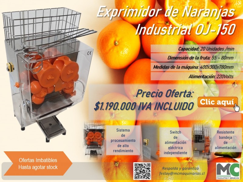 MC Maquinarias - Maquinas extractoras de jugo OJ150 - Oferta de liquidaciÃ³n