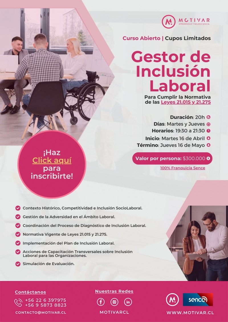 Motivar Capacitaciones Profesionales - CertifÃ­cate en GestiÃ³n de InclusiÃ³n Laboral (Curso Abierto) - MOTIVAR