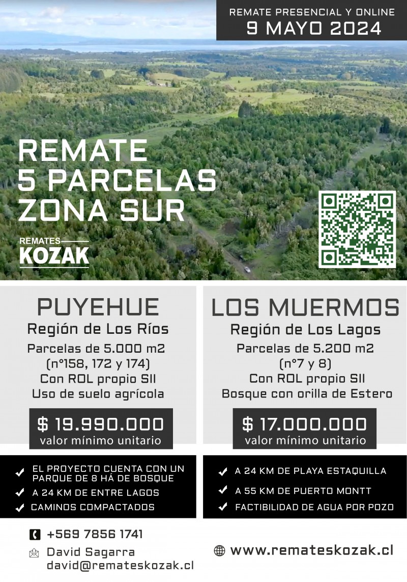 Remates Kozak - Remate de 5 Parcelas | Puyehue - Los Muermos