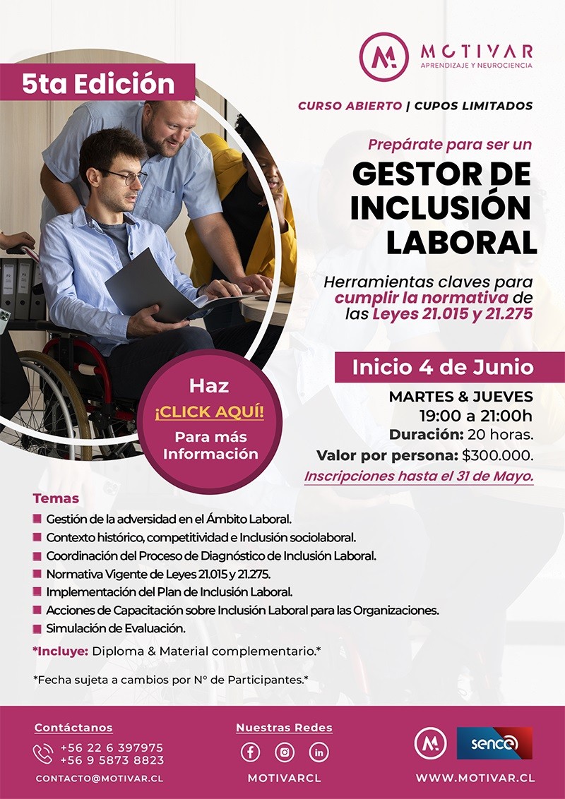 Motivar Capacitaciones Profesionales - Â¡CapacÃ­tate para ser Gestor de InclusiÃ³n! (Ley 21.275) - MOTIVAR