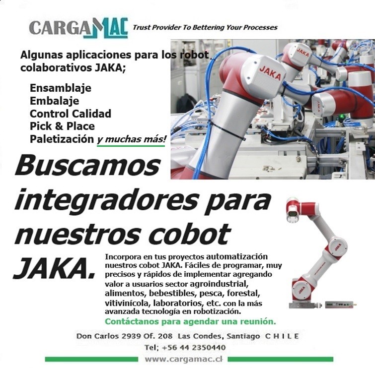 robot JAKA, automatizaciÃ³n - integradores robotizaciÃ³n sectores alimentos, bebestibles, vitivinÃ­cola, pesca, etc.