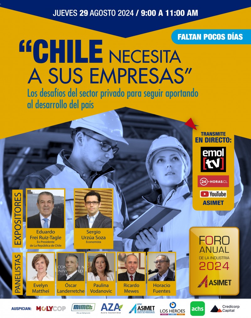 ASIMET - Foro Anual de la Industria ASIMET 2024 no se lo pierda, este 29 de agosto por EMOL TV y 24horas.cl