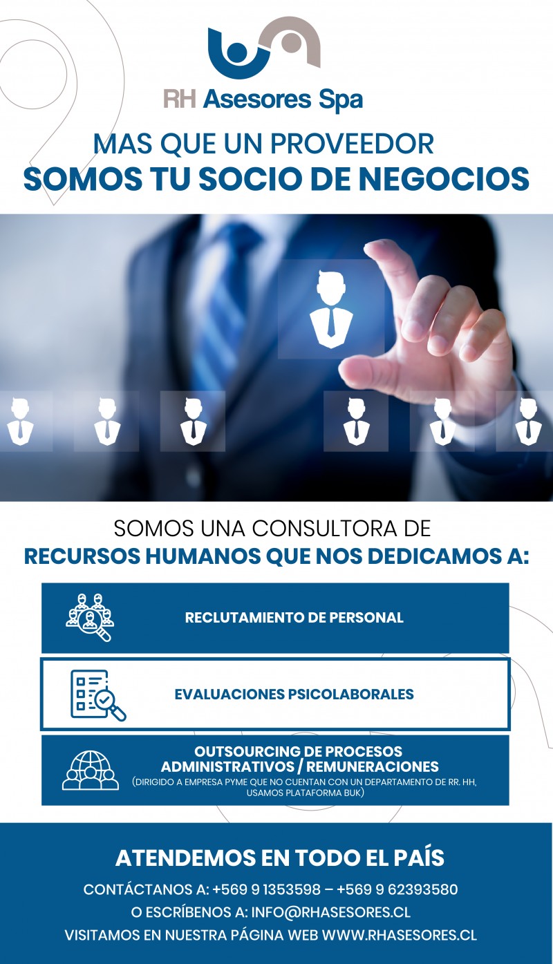 RH Asesores spa - Mas que un proveedor somo tu socio de negocios