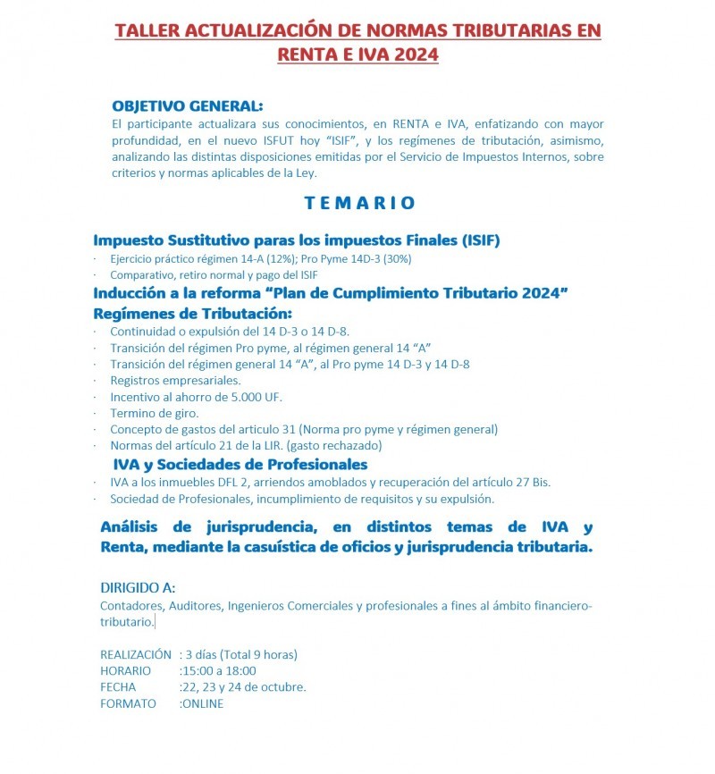 Oficina Tributaria - Seminario actualizaciÃ³n de normas tributarias 2024