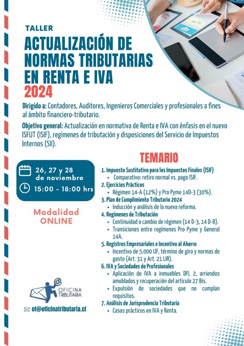 OFICINA TRIBUTARIA SPA - TALLER ACTUALIZACION NORMAS DE RENTA E IVA 2024