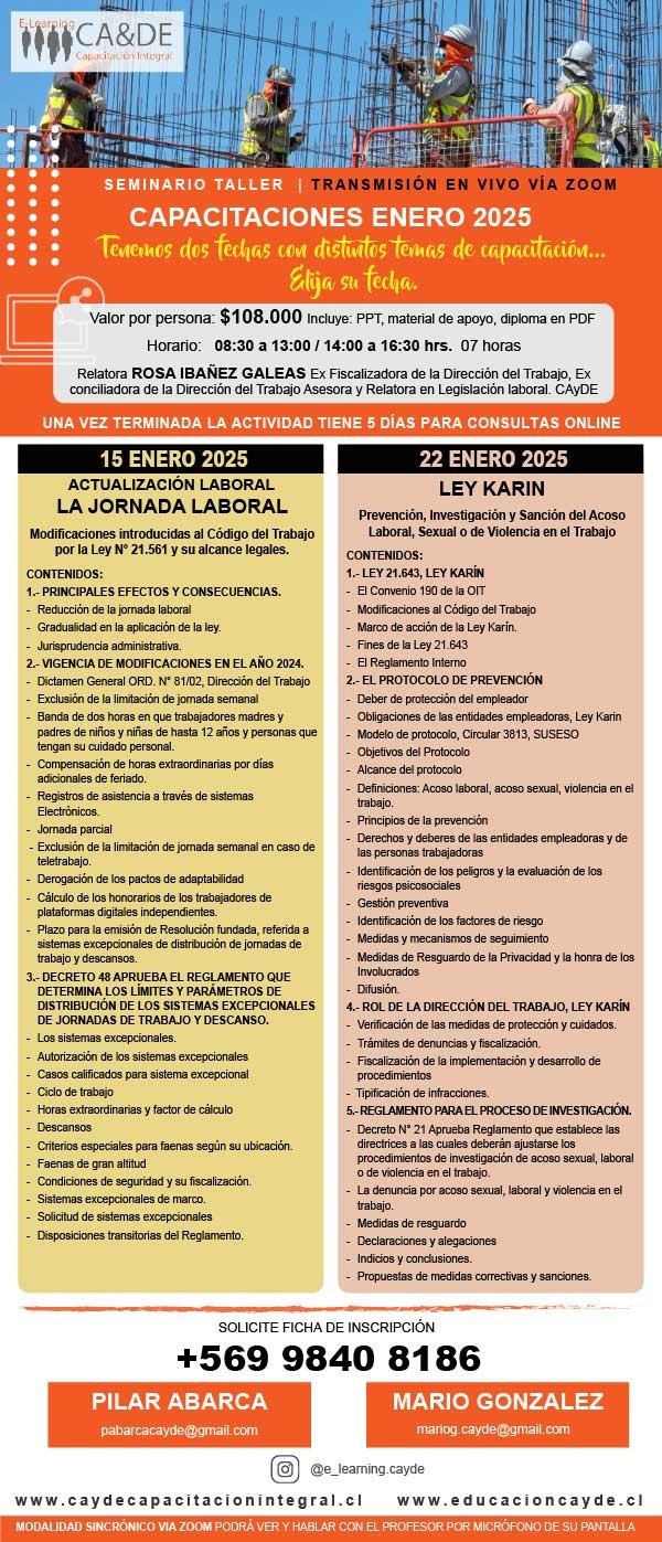 Cayde Capacitación - Jornada de trabajo y Ley Karin - Enero 2025