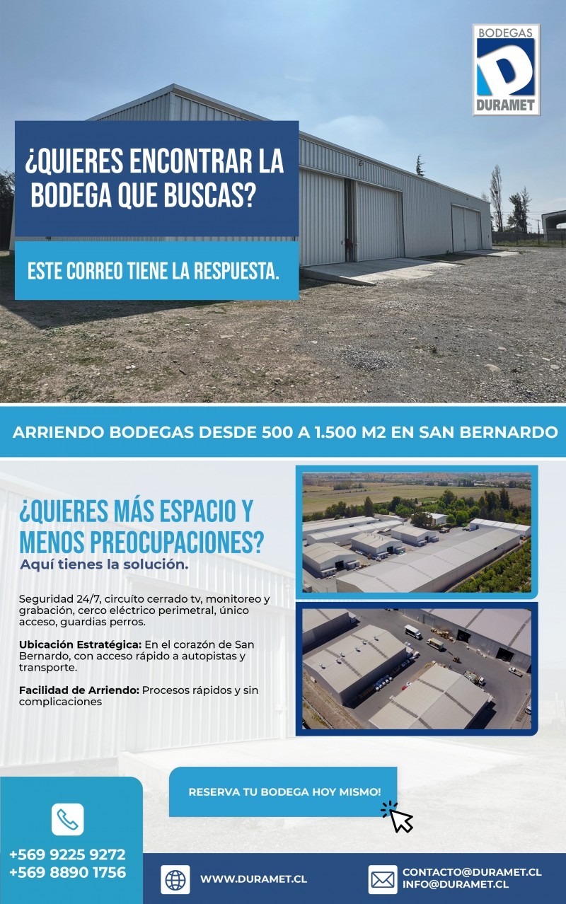 Arriendo bodegas San Bernardo - No busques más bodegas, aquí la solución!