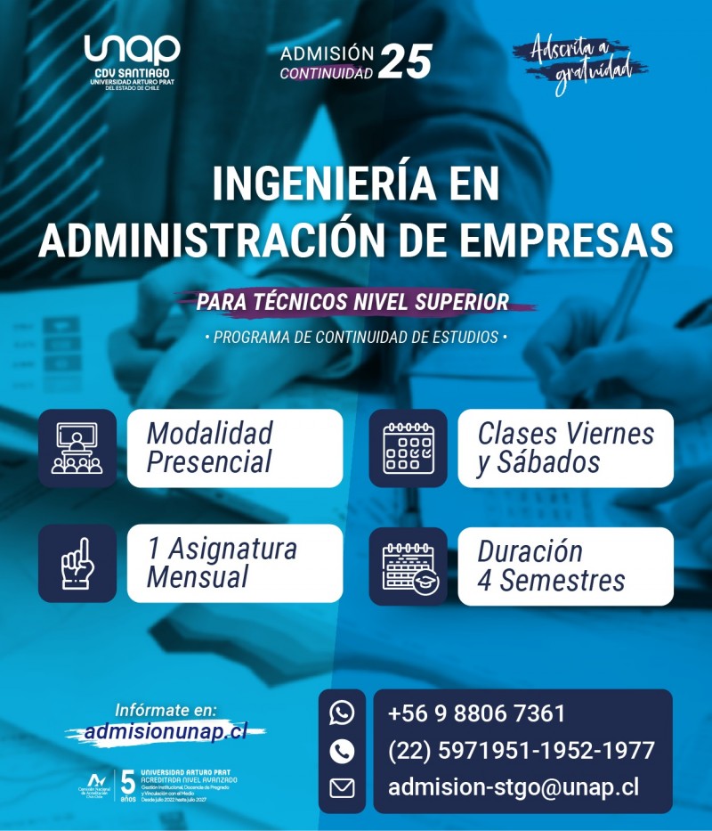 Admisión UNAP Santiago - Ingeniería en Administración de Empresas  