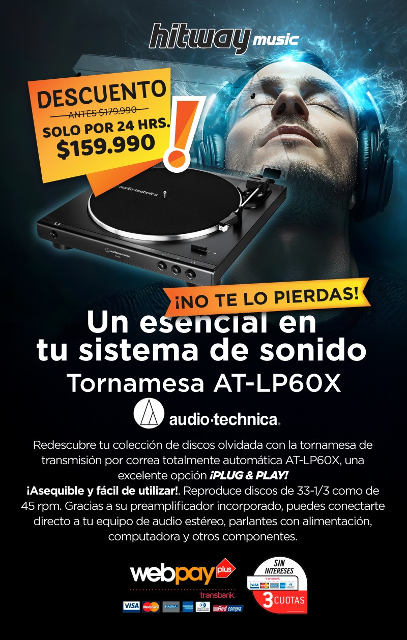 Hitway Music - ¡Sólo x 24hrs! Tornamesa AT-LP60X con descuento