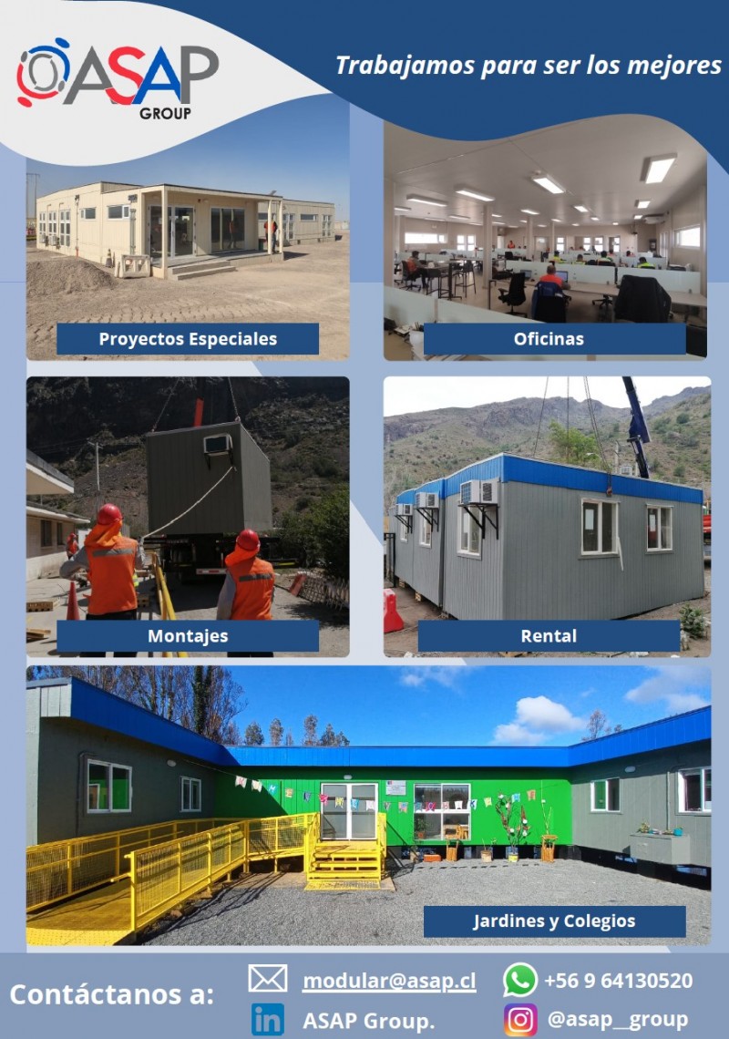 Asap Group - Arriendo y venta modular, oficinas, baños, duchas, bodegas, comedores, vestidores, jardines infantiles