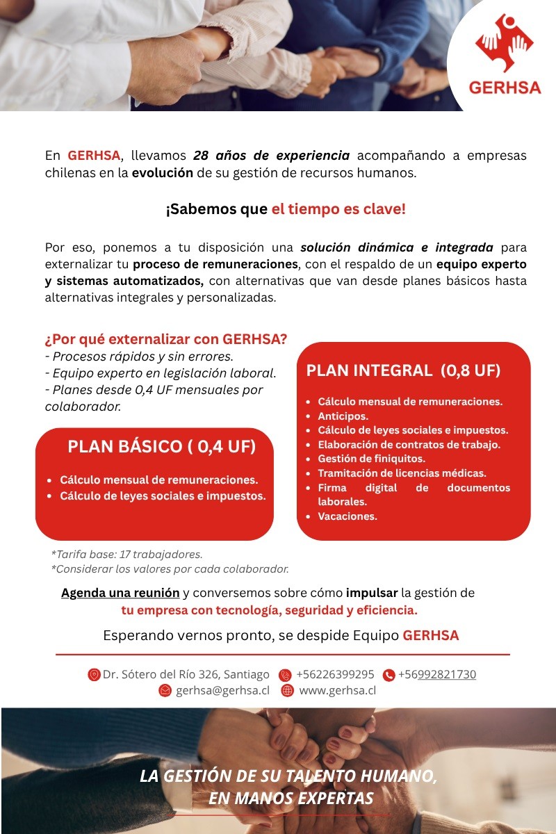 GERHSA | Tecnología, seguridad y confianza a un Clic - El servicio de remuneraciones que tú empresa necesita