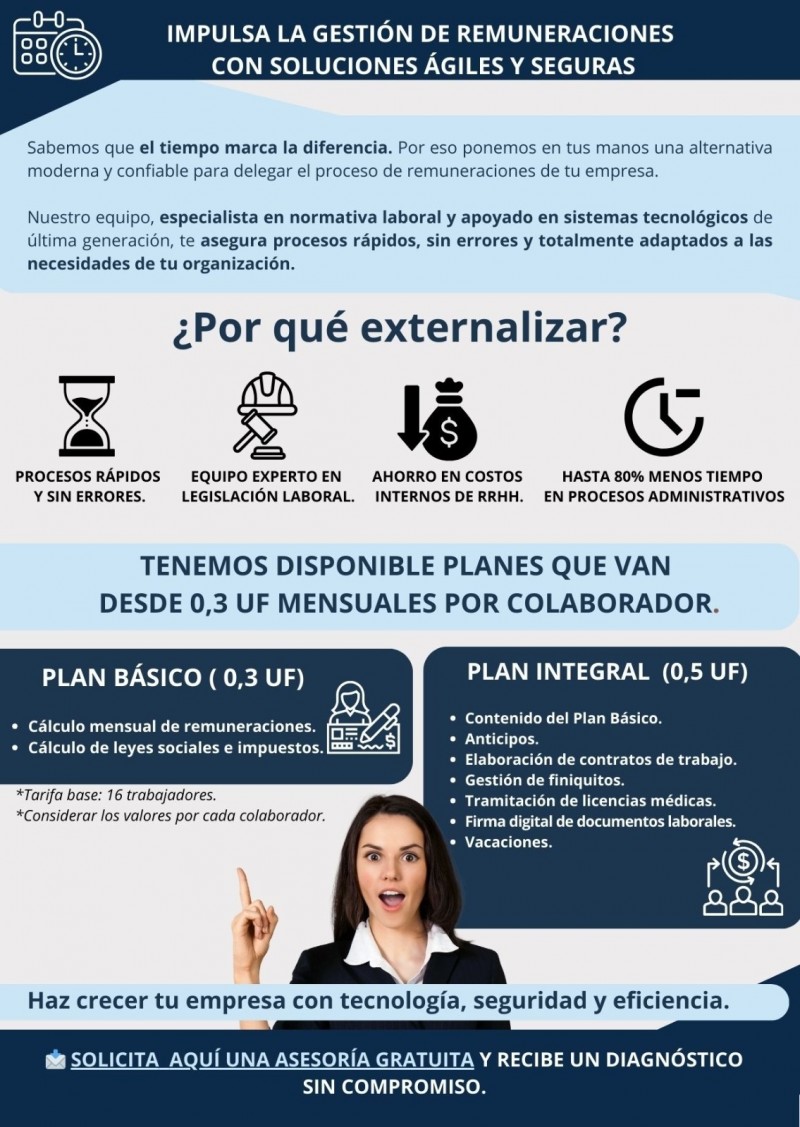 Servicios Profesionales en Remuneraciones - ¿Aún gestionas remuneraciones internamente? Conoce una mejor opción