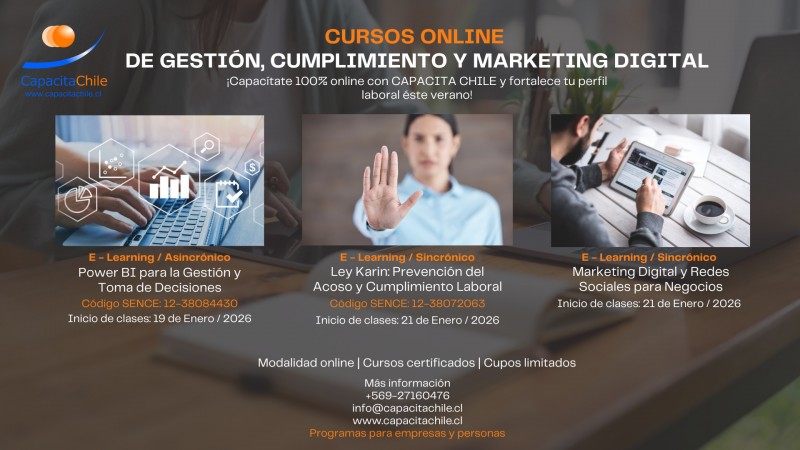 Capacita Chile | Capacitación Certificada - Cursos Online Certificados | Power BI, Ley Karin y Marketing Digital