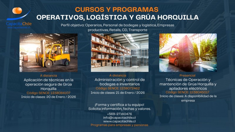 Capacita Chile | Capacitación Certificada - Capacitación en Logística y Grúa Horquilla | Cursos Disponibles 2026