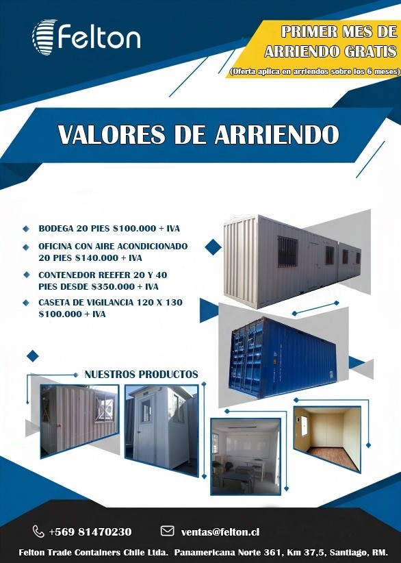 Felton Trade Containers Chile Limitada - Oferta Servicio de Arriendo Módulos y Contenedores