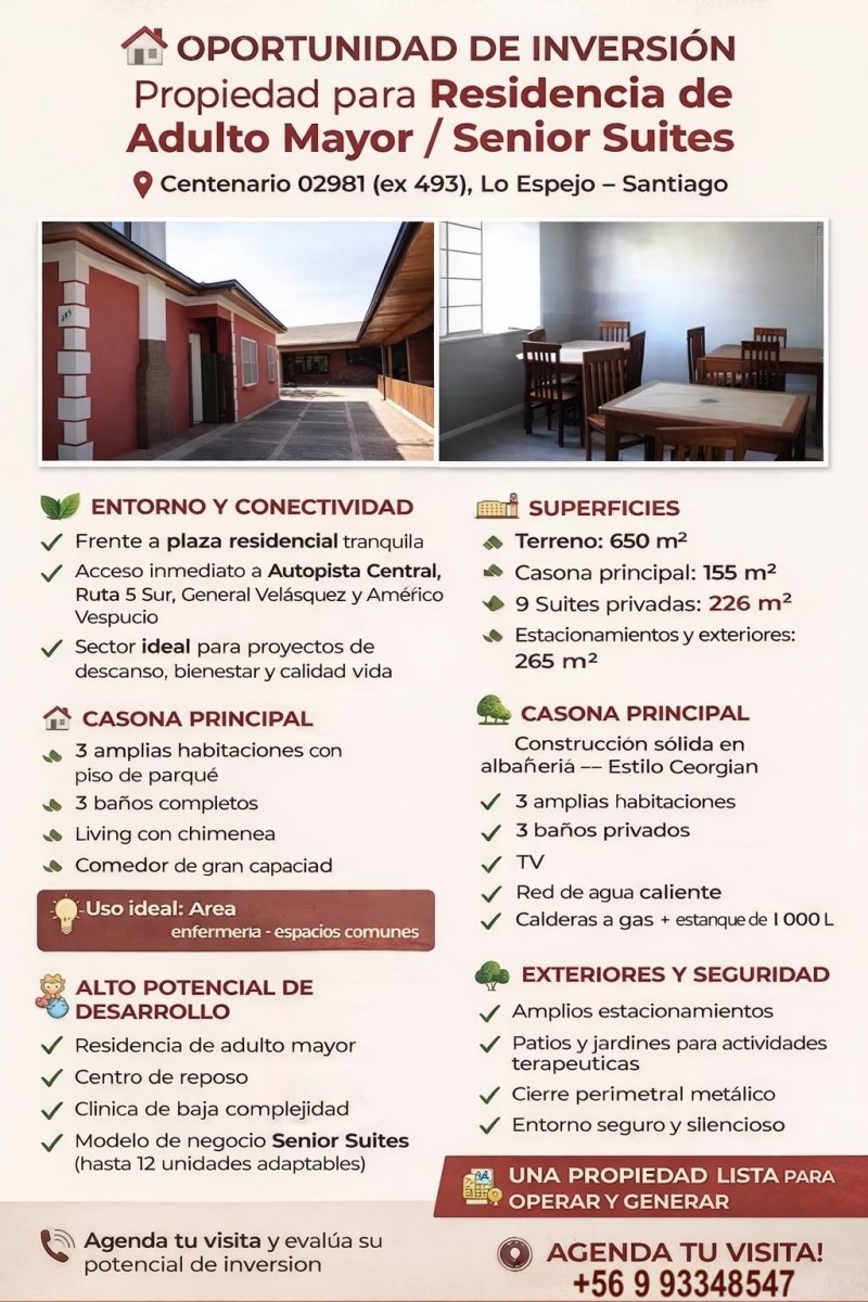Oportunidad de Inversión - Propiedad para Residencia de Adulto Mayor / Senior Suites