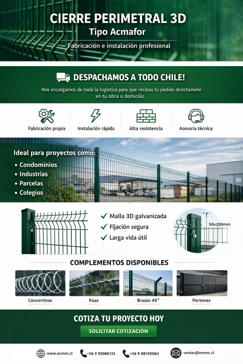 Proteja su terreno Hoy - Instalación de cierres perimetrales a medida - Despacho y logística a todo Chile