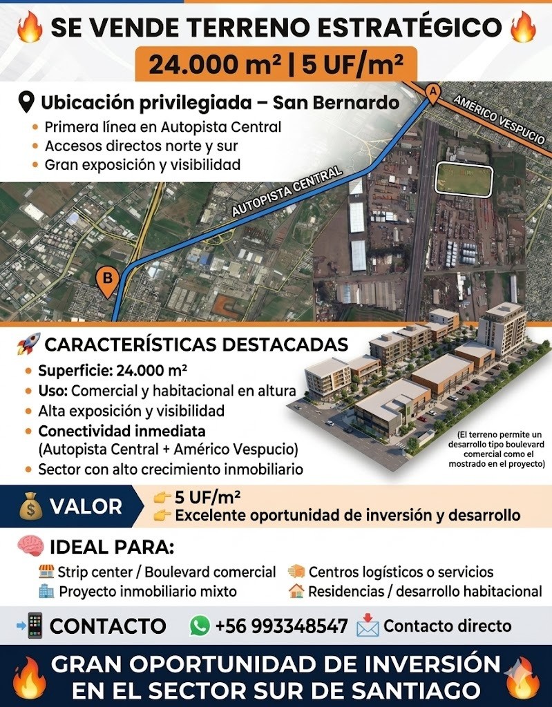 Proyectos | Inversión Santiago Sur - [OPORTUNIDAD] Terreno 24.000 m² en 1era línea Autopista Central