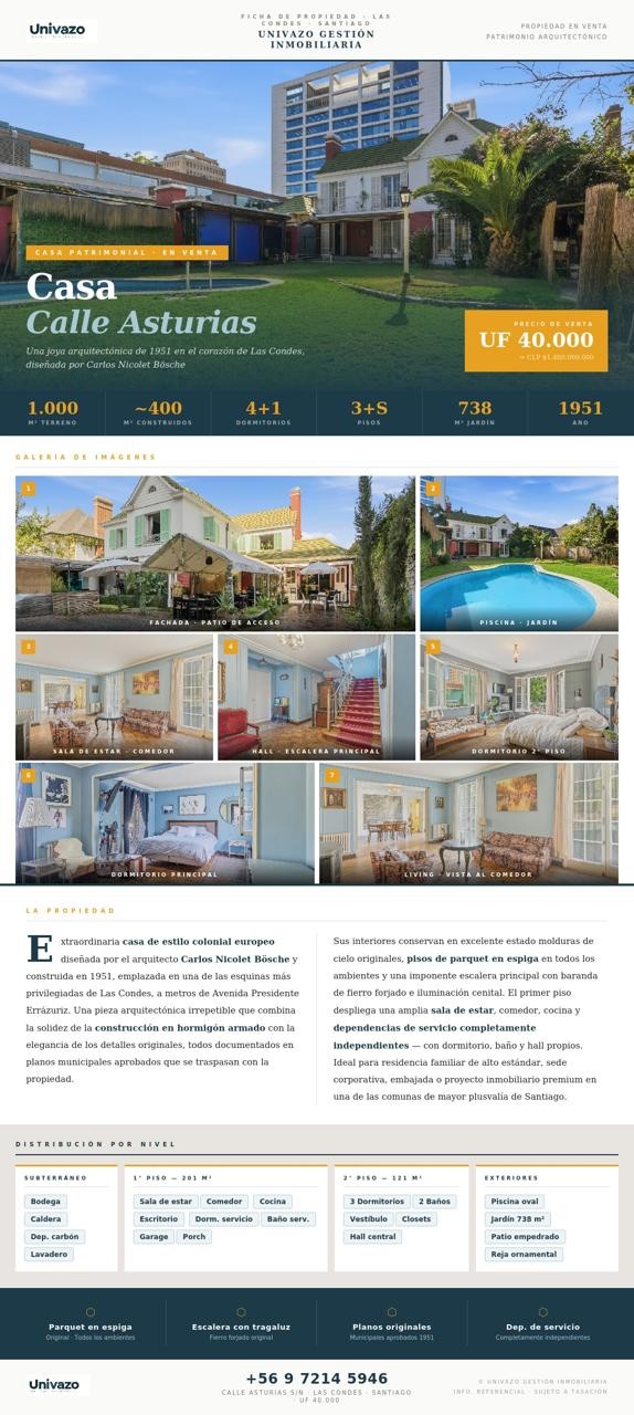 Ermpresa Univazo Ltda. - Venta de casona patrimonial en Barrio El Golf