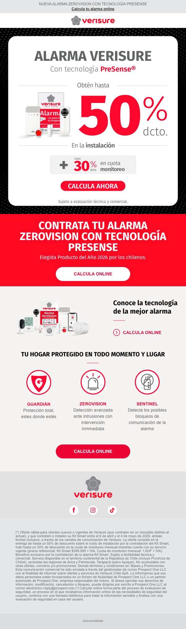 Alarmas Verisure - oscurece antes. Protege tu hogar con 50% en instalación + 30% mensual